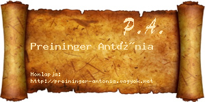 Preininger Antónia névjegykártya